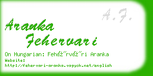 aranka fehervari business card